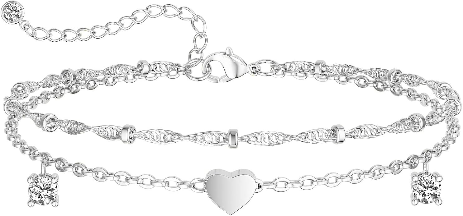 DEARMAY Dainty 14K Gold Plated Ankle Bracelets for Women, Waterproof 14K Gold Plated Link Chain Anklets Non Tarnish Set Pack Summer Beach Jewelry Gift