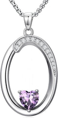Valentines Day Gifts for Women Alphabet A to Z Initial Birthstone Pendant Necklaces for Women - 18k White Gold Plated Personalized Name Jewelry Valentine Mothers Day Birthday Gifts for Women Her Girlfriend
