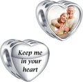 Annmors Personalized Photo Charms For Bracelets/Necklace 925 Sterling Silver Love Heart Shaped Engraved Customize Picture Gift for Birthday Mother's Day,Bead Charms Jewelry for Women