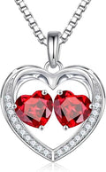 Iefil Valentines Day Gifts for Her - 925 Sterling Silver Heart Birthstone Necklace, Anniversary Birthday Gifts for Women Wife Girlfriend Mom Her