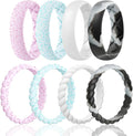 Egnaro Women's Bridal Rings Sets, Inner Arc Ergonomic Breathable Design Silicone Rubber Wedding Bands
