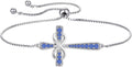 YL Cross Bracelet 925 Sterling Silver Infinity Sideways Link Bracelet Birthstone Jewelry for Women