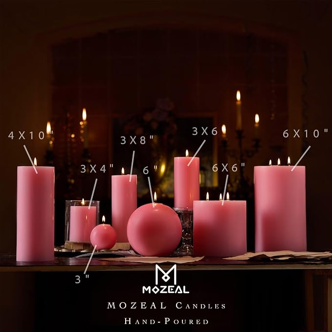 MOZEAL 3" x 8" Hand-Poured Unscented Large Candle, Smokeless Rustic Pillar - Image 3