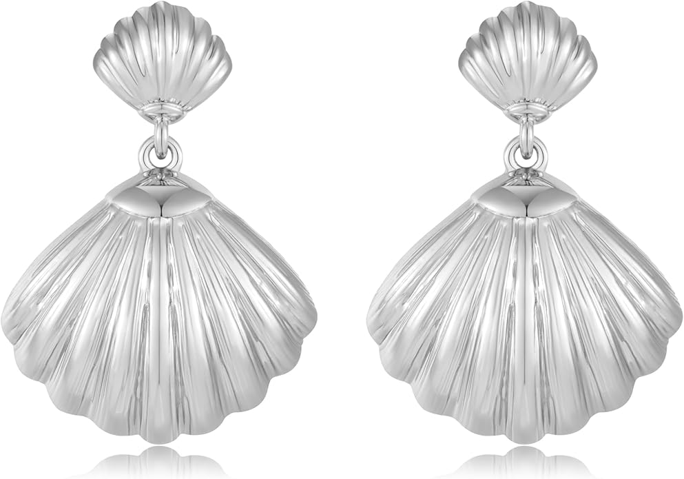 Gold Sliver Shell Earrings for Women Trendy Gold Dangle Earrings Beach Jewelry for Birthday