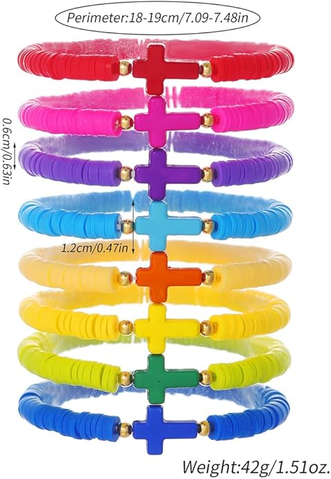 Friendship Bracelets Boho Stackable Bracelets for Women Surfer Heishi Clay Bead Bracelets Stretch Preppy Bracelets Colorful Boho Bracelets for Women