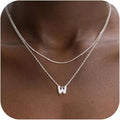 Valentines Day Gifts for Her - Bubble Letter Necklace Layered 14K Gold Plated Initial Necklaces for Women Dainty Cute Choker Pendant Stack Jewelry Fashion Accessories Teen Gift Trendy Stuff