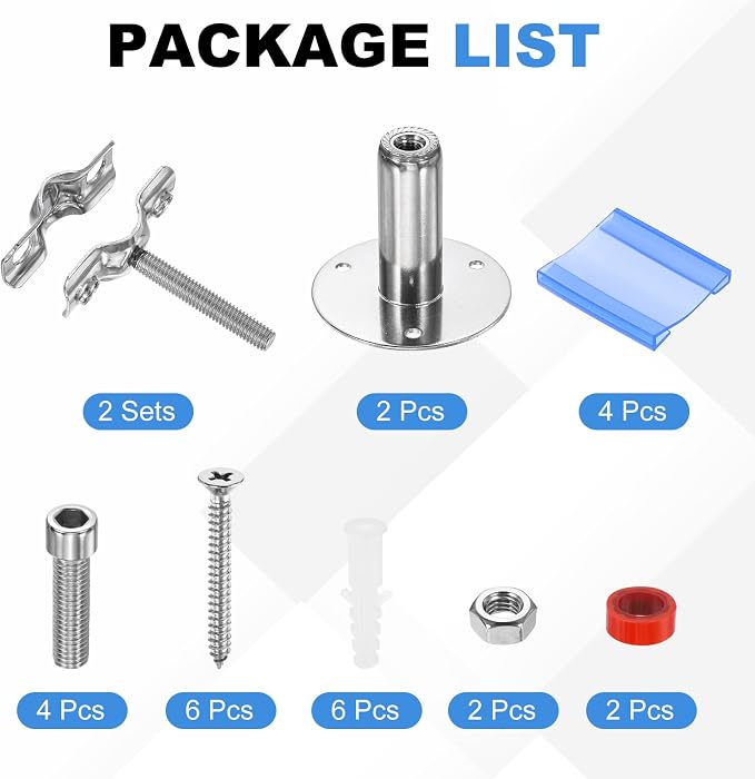 HARFINGTON 2 Set Wall Mount Ceiling Mount Pipe Supports 304 Stainless Steel - Image 3