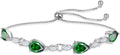Teardrop Birthstone Bracelet for Women, S925 Sterling Silver Pear Cut Cubic Zirconia Bracelet Dainty Adjustable Chain Jewelry Gift for Her