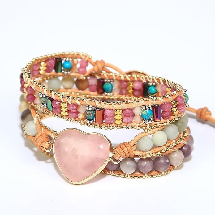 ZOSOJONA Women Wrap Bracelets Boho Natural Stone Jasper Turquoises Strand Bracelet Jewelry Collection