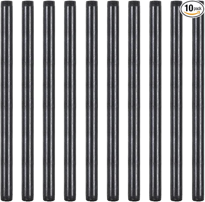 10 Pack 3/4 x 16 Inches Black Malleable Steel Pipe Nipples | Threaded pipe by NIUBIDINDUSTRIALFURNITUR