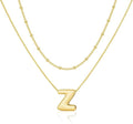 Initial 14K Gold Plated Necklaces for Women, Layered Bubble Letter A-Z Necklace Pendant Choker Necklaces for Women Trendy Monogram Name Necklace Personalized Jewelry for Women