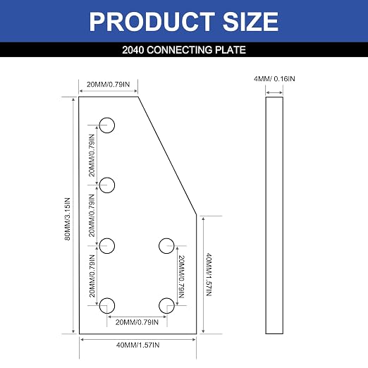12pcs 2040 Joint Plate Connector Corner L Bracket 6-Hole Black | 2040 V Slot - Image 2