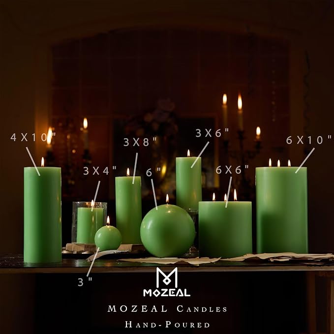 MOZEAL 3" x 6" Hand-Poured Unscented Candle, Dripless Pillar Candle Set of 3 - Image 3