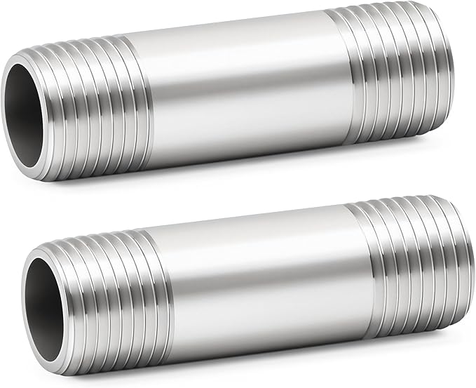 ChillWaves 304 Stainless Steel Pipe Fitting, Nipple Cast Pipe 1/2" NPT Male x by VisittheCHILLWAVES