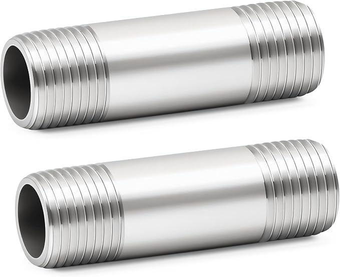 ChillWaves 304 Stainless Steel Pipe Fitting, Nipple Cast Pipe 2" NPT Male x 2" by VisittheCHILLWAVES
