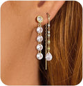 Dangle Earrings For Women Trendy 14K Gold Plated Drop Silver Long Dangling Dainty CZ Simple Hanging Jewelry