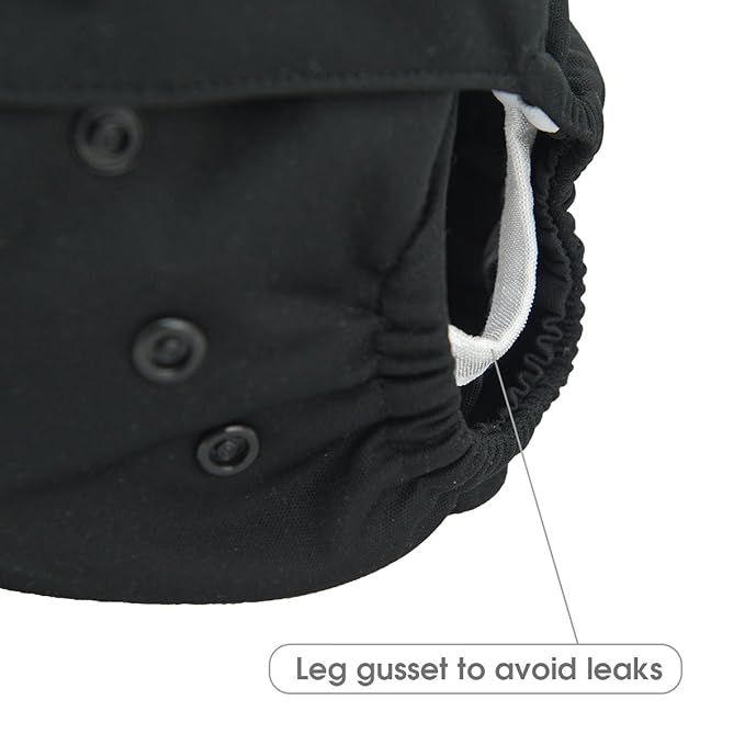 babygoal Cloth Diaper Covers 6 Pack with Wet Bag for Fitted Diapers and Prefolds with Double Gussets, Adjustable and Reusable for Baby Boys 6DCF05