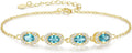 Birthstone Bracelets for Women, Gold Trendy Dainty Link Bracelet Jewelry Birthday Christmas Day Gifts for Women Girlfriend Friend Her Mom Wife