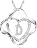 RIVIKO Valentines Day Gifts for Her-Love Knot Initial Necklace,925 Sterling Silver Letter Pendant Necklaces,Personalized Alphabet Jewelry Christmas Birthday Gifts for Women Wife Mom Friend