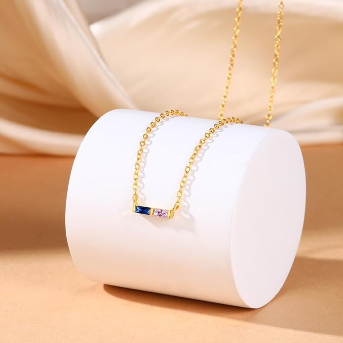 Wendy Made Personalized 1-6 Birthstone Necklace for Women — Custom Dainty Jewelry with Adjustable Chain for Mother’s Day, Birthday, Anniversary & Christmas Gifts