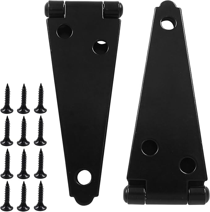 Hordion 2Pcs Strap Hinge Shed Door Hinges, 4 Inch Heavy Duty Gate Hinges Black - Image 5