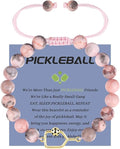 Natural Stone Adjustable Braided Beaded Pickleball Bracelet Charm Jewelry - Sports Lover Pickleball Gifts for Women Men Teens Friends