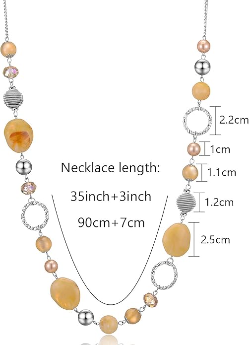 PEARL&CLUB Long Beaded Necklaces For Women - Sweater Chain Fashion Jewelry Necklace Gifts For Women