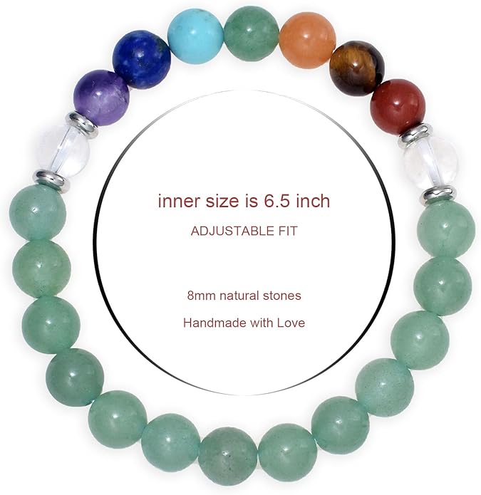 Strong Healing Crystal Bracelet 8MM Genuine Stone Bracelet Lucky Beaded Bracelet Chakra Bracelet 6.5 inch Positive Energy Inspirational Gifts for Women Mom