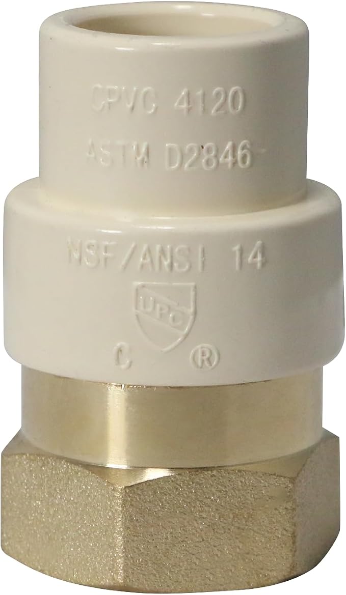 2 Pack XFITTING 1/2" CPVC x 1/2" FNPT Transition Coupling, 1/2 Female CPVC - Image 3