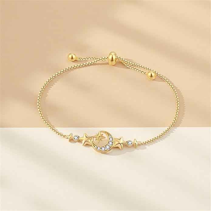 Women's 925 Sterling Silver Bracelet, Non Tarnish 18K Gold Plated Bracelets for Women, Dainty Chain Simple Jewelry Cute Handmade Minimalist for Gift