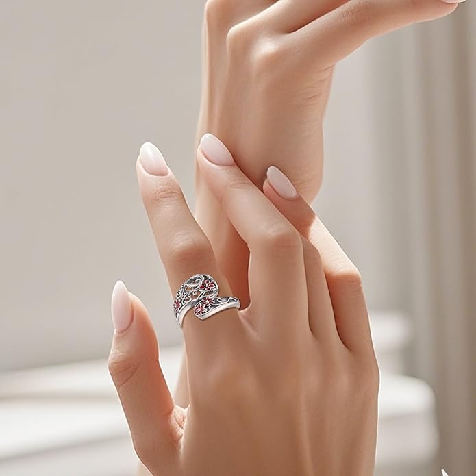 Animal Spoon Ring 925 Sterling Silver Adjustable Animal Spoon Ring Jewelry Gifts for Women Men
