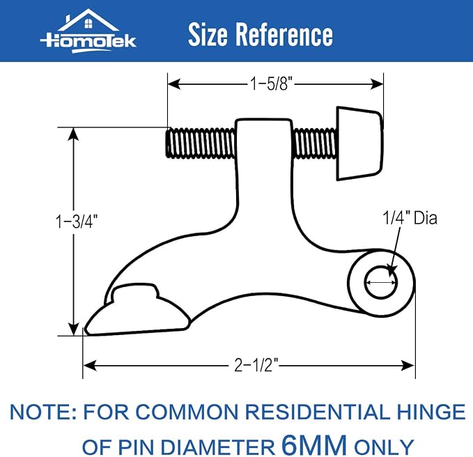 HOMOTEK 4 Pack Hinge Pin Satin Nickel Door Stopper, Adjustable Deluxe Heavy - Image 3