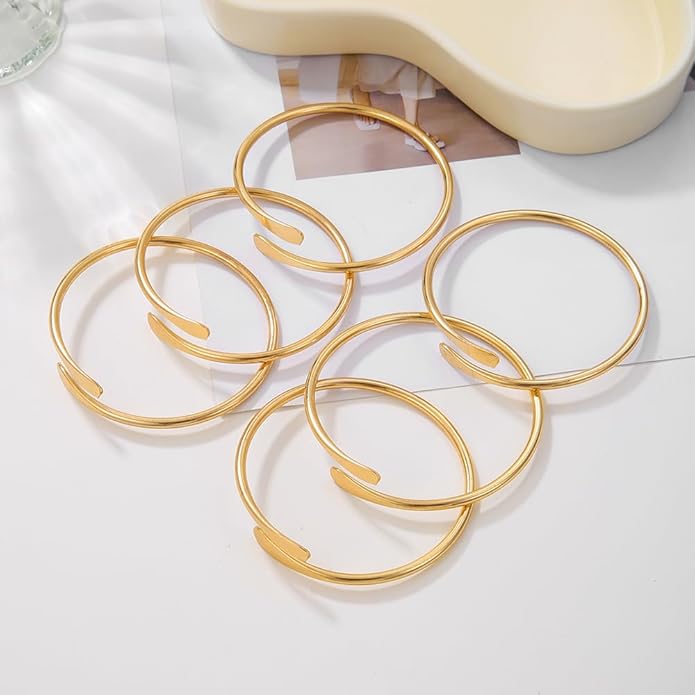 16Pcs Gold Bangle Bracelets for Women - Multi Layer Stackable Textured Bracelets Boho Jewelrys Set.