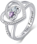 Valentine's Day Gifts for Women Birthstone Rings for Women Heart Statemet Engagement Eternity Wedding Promise Rings Jewelry Anniversary Christmas Valentine Mothers Day Birthday Gifts for Wife Her Girlfriend