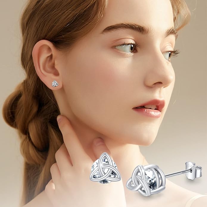 MEDWISE 925 Sterling Silver Birthstone Stud Earrings for Women Birthday Jewelry Gifts for Daughter Mother Women Valentines Day Gifts for Her