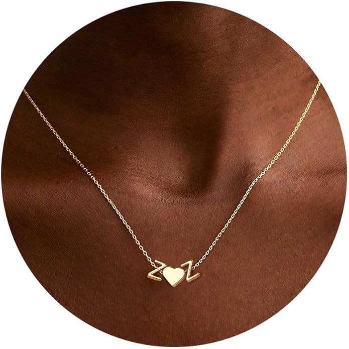 TURANDOSS Valentines Day Gifts for Kids Teen Girls - Dainty 14K Gold Plated Letter A-Z Initial Necklace with Heart, Personalized Jewelry Birthday Valentines Day Gifts for Girlfriend Wife Women