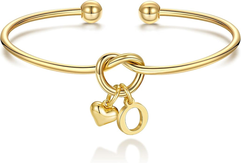 M MOOHAM Valentines Gifts for Her Teen Girls - Knot Initial Bracelets for Women Bridesmaids Proposal Gift Bridesmaid Gift Heart Initial Bracelet Friendship Bracelets Valentines Gifts for Women Sister