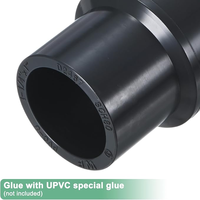 M METERXITY 4-Pack UPVC Reducer Pipe Fitting, 1-1/4"x1" Reducing Coupling - Image 4
