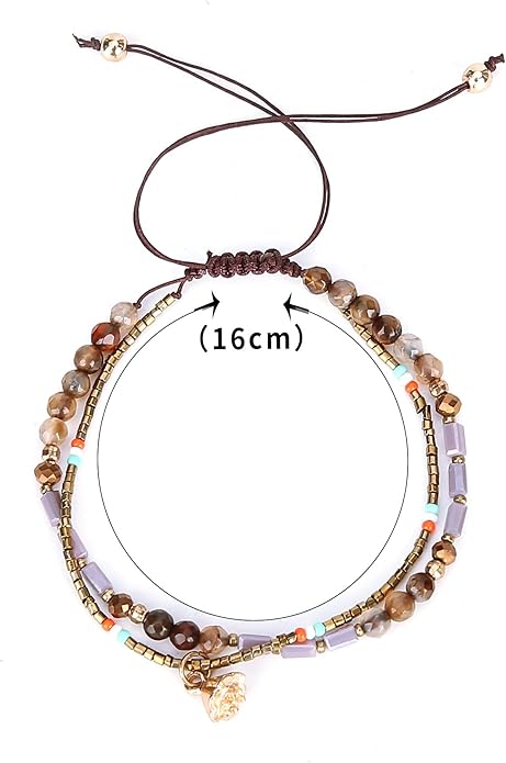 Handmade Adjustable Wrap Bracelet Bohemian String Braided Beads Anklets Gifts for Women
