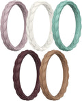 Egnaro Thin Silicone Anniversary Rings:2.5mm Wide - 2mm Thick Woven Design Statement Rubber Wedding bands Women,2-5 Variety Multipack