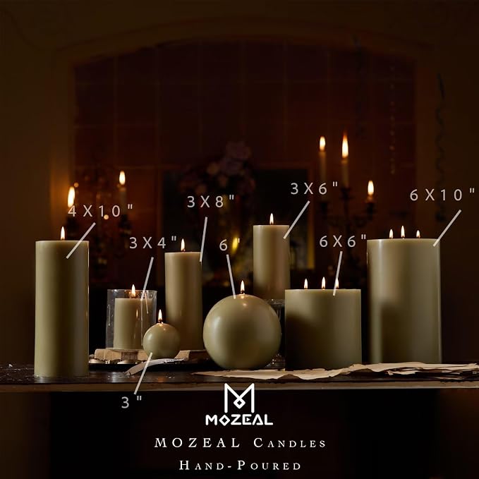 MOZEAL 3" x 6" Hand-Poured Unscented Candle, Dripless Pillar Candle Set of 3 - Image 4