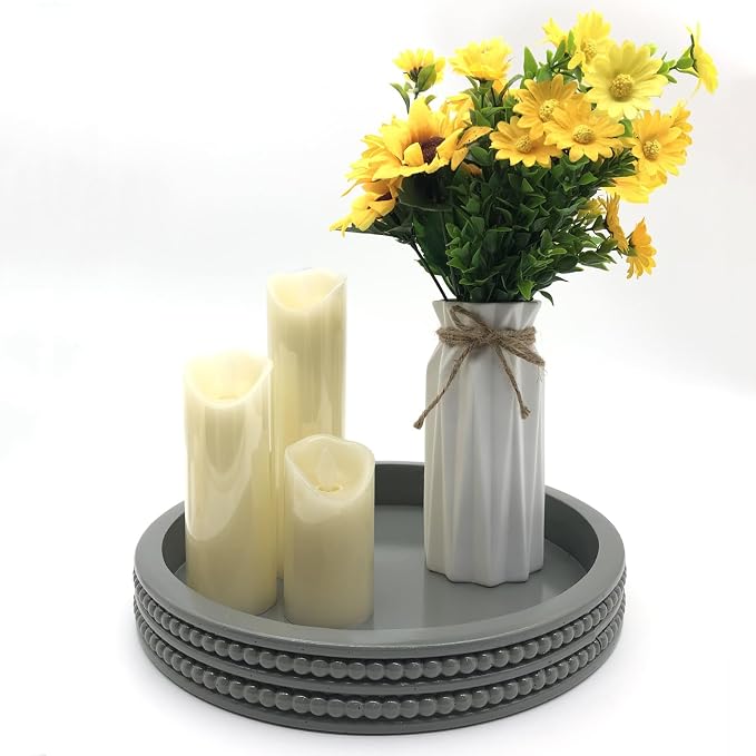 Carah & Cossh Round Wooden Tray, Round Modern Decorative Tray - Image 5