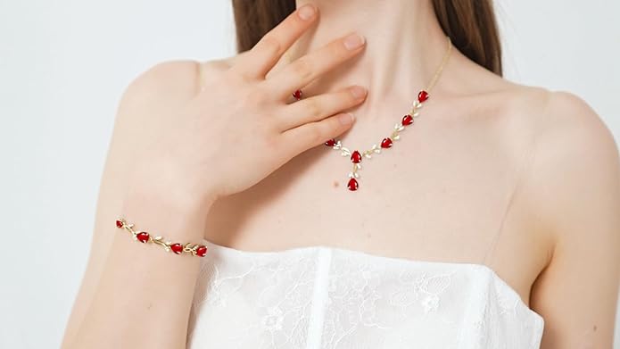 GZWHD Wedding Jewelry Sets for Bride Bridesmaid Women Cubic Zirconia Necklace Earrings Bracelet Set Gift for Mother Friend Wife Daughter Sister Party Prom Jewelry