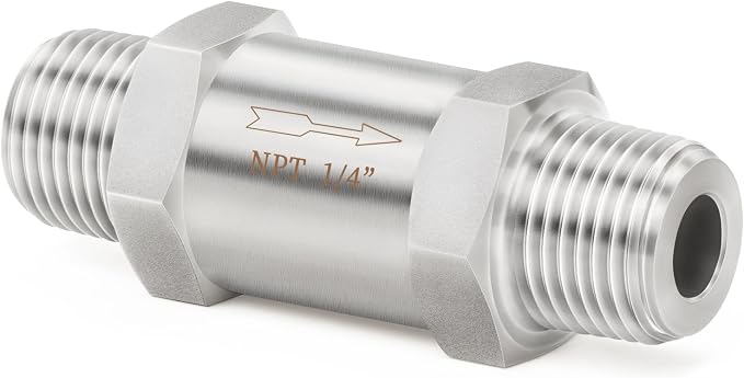 ChillWaves 304 Stainless Steel In-Line Split Check Valve 1/4" NPT Male Thread by VisittheCHILLWAVES