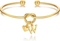 M MOOHAM Valentines Gifts for Her Teen Girls - Knot Initial Bracelets for Women Bridesmaids Proposal Gift Bridesmaid Gift Heart Initial Bracelet Friendship Bracelets Valentines Gifts for Women Sister