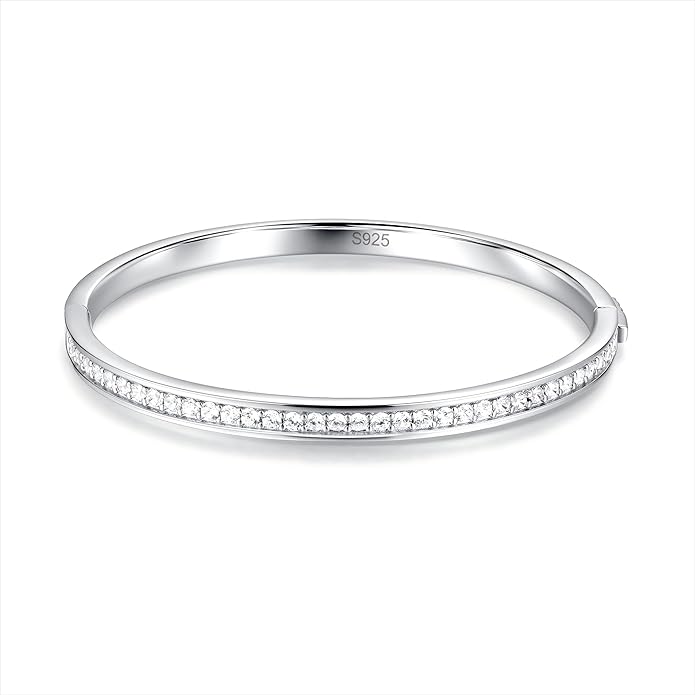 FANCIME Bangle Tennis Bracelets 925 Sterling Sliver Cubic Zircon Classic Cuff Bangle Bracelets for Women