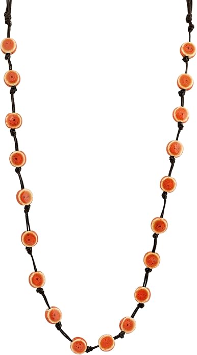 MINACHI Hippie Bohemian Colorful Ceramic Bead Long Strand Necklace, Boho Hippie Beach Summer Statement Jewelry Gift for Women