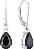 YL 925 Sterling Silver Teardrop Dangle Drop Earrings for Women 7x10 MM Solitaire Birthstone Leverback Jewelry