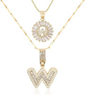 Letter Necklace 14k Gold Plated Bling Dainty Necklaces Trendy Chunky Custom Name Necklace Personalized Round Circle Pendant Zirconia Letters Name Crystal Jewelry Gifts for Women