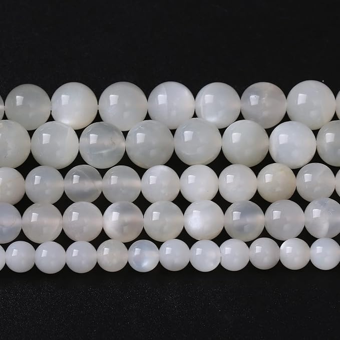 4MM 88PCS Natural White Moonstone Gemstone AAA Grade Crystal Spacer Loose Beads for Jewelry Making DIY Bracelet 15 Inches 1 Strand